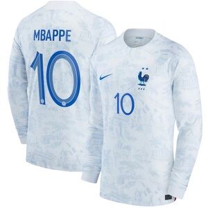 Nike France Long Sleeve Jersey White Blue